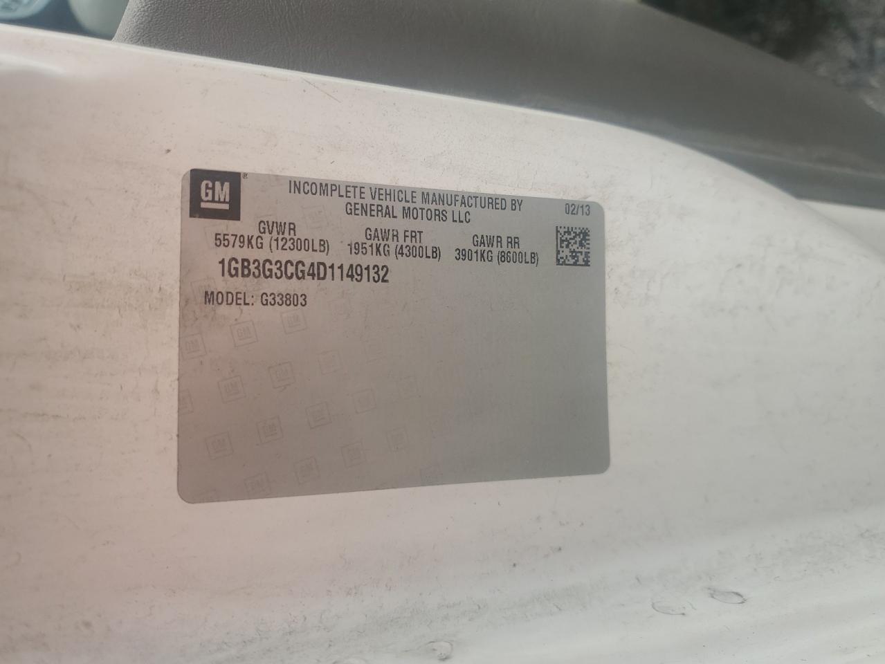 2013 Chevrolet Express G3500 VIN: 1GB3G3CG4D1149132 Lot: 71466625