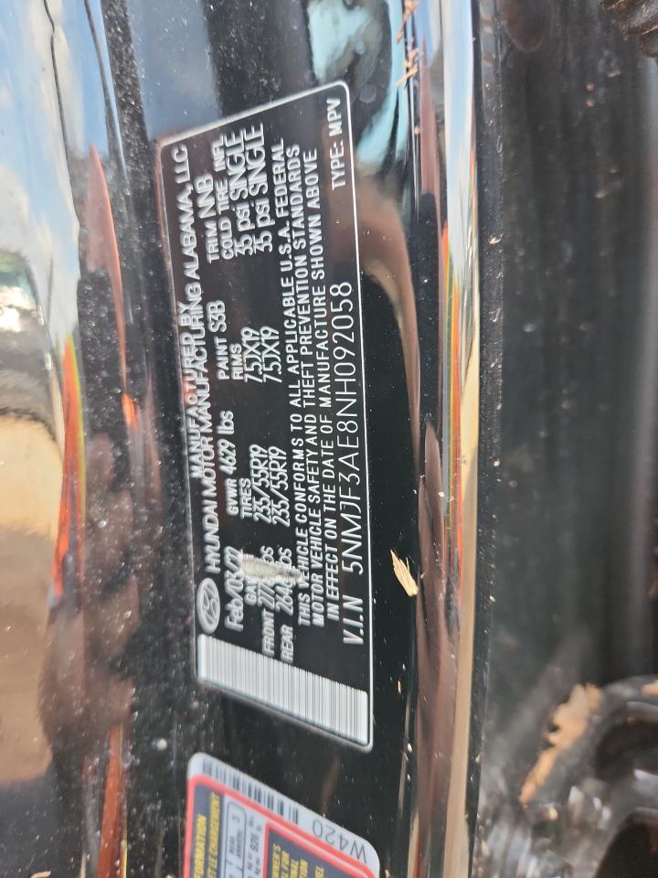 2022 Hyundai Tucson Sel VIN: 5NMJF3AE8NH092058 Lot: 71493465
