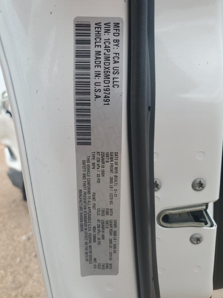 2021 Jeep Cherokee Limited VIN: 1C4PJMDX6MD197491 Lot: 80393765