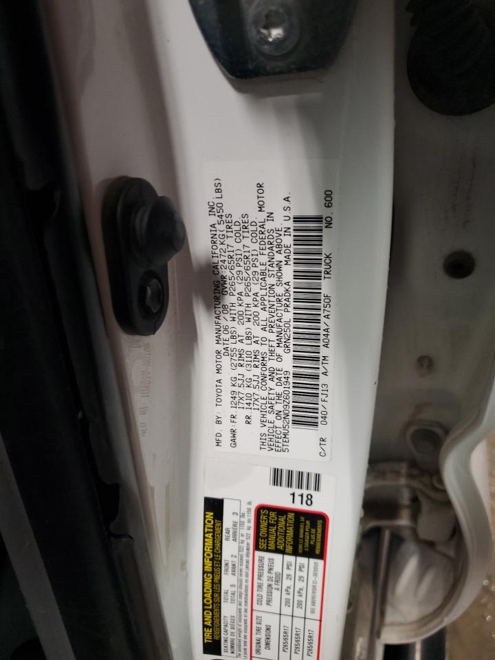 2009 Toyota Tacoma Double Cab Long Bed VIN: 5TEMU52N09Z601949 Lot: 81744955