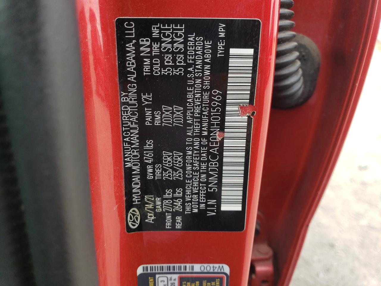 2022 Hyundai Tucson Sel VIN: 5NMJBCAE0NH015969 Lot: 81008445