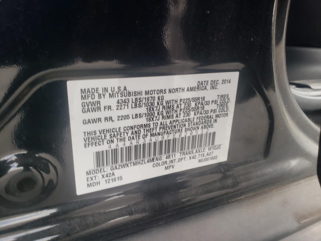 2015 Mitsubishi Outlander Sport Es VIN: 4A4AR3AU8FE020532 Lot: 81867285