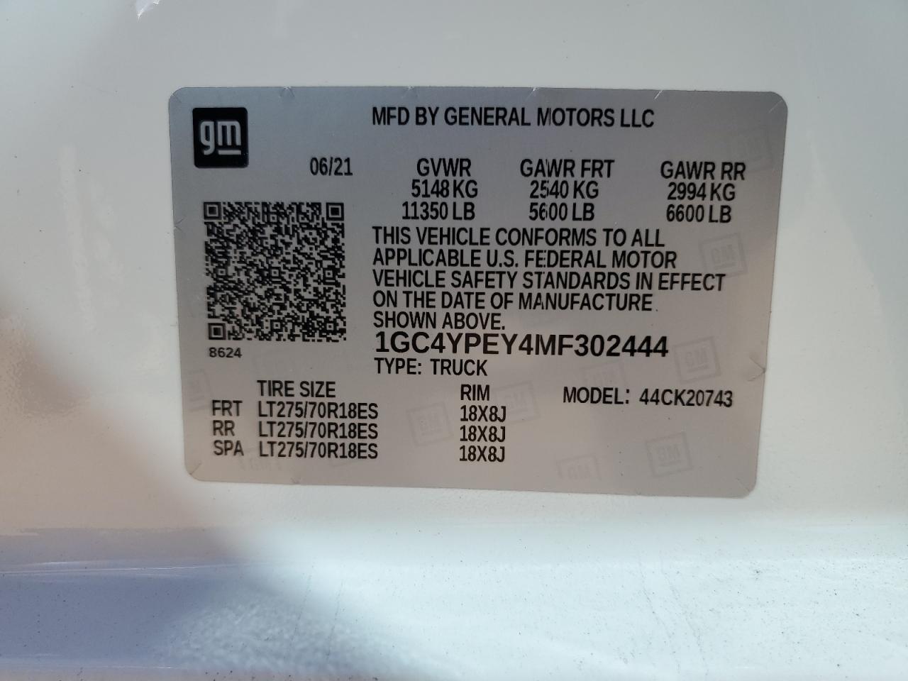 2021 Chevrolet Silverado K2500 Heavy Duty Ltz VIN: 1GC4YPEY4MF302444 Lot: 84301305