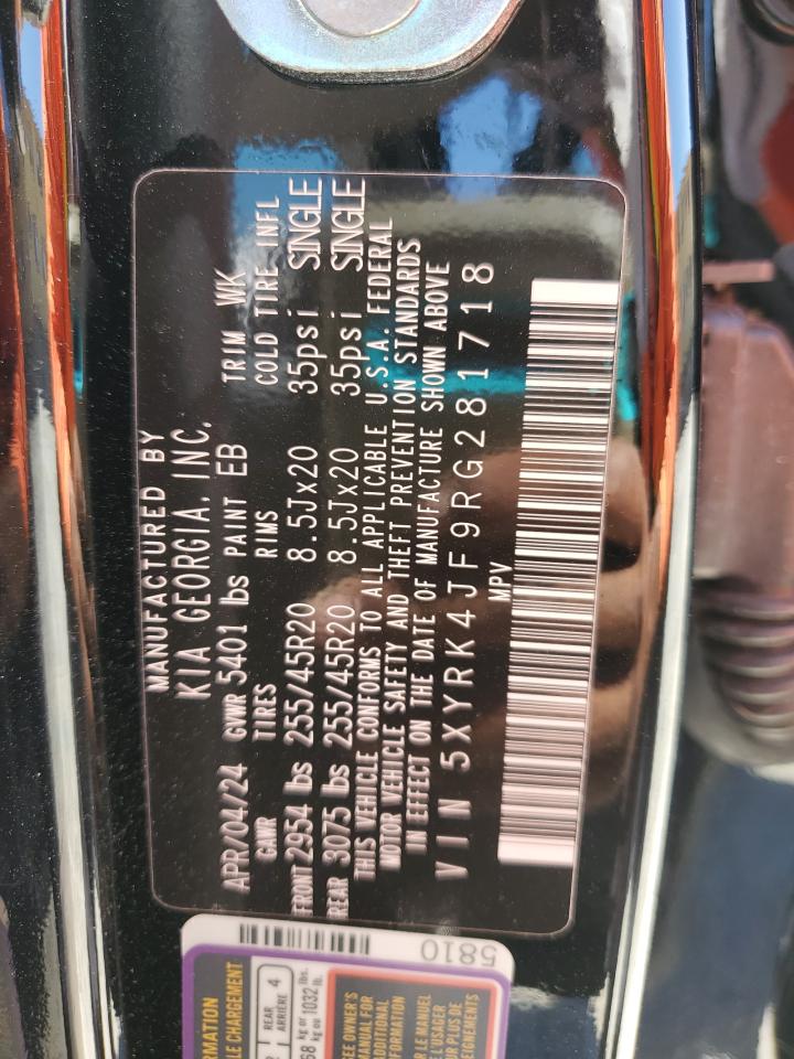 2024 Kia Sorento Sx VIN: 5XYRK4JF9RG281718 Lot: 84593325