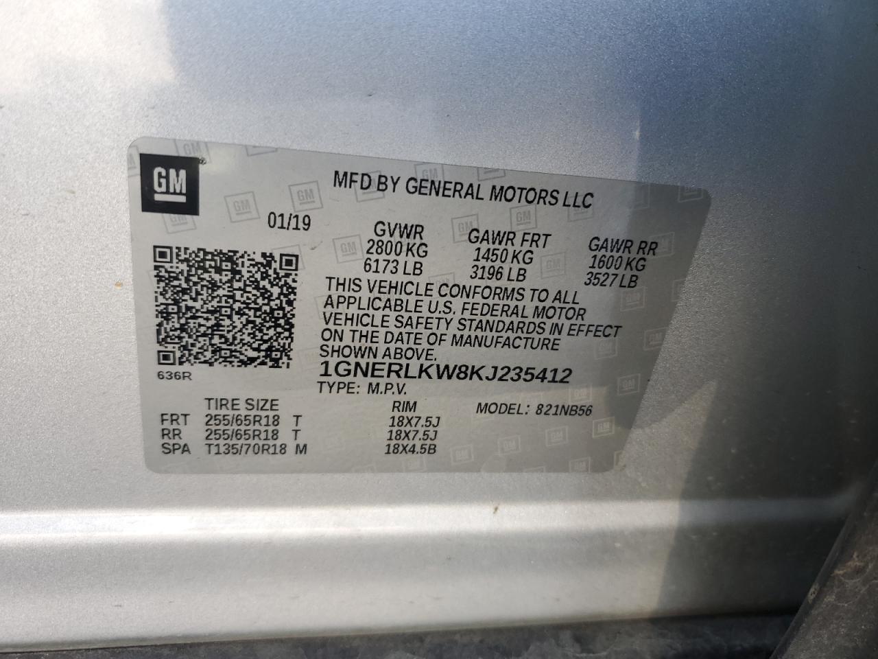 2019 Chevrolet Traverse Ls VIN: 1GNERLKW8KJ235412 Lot: 71213355