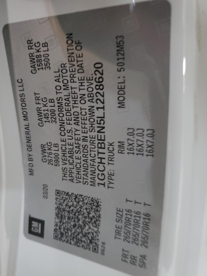 2020 Chevrolet Colorado VIN: 1GCHTBEN5L1228620 Lot: 80882575