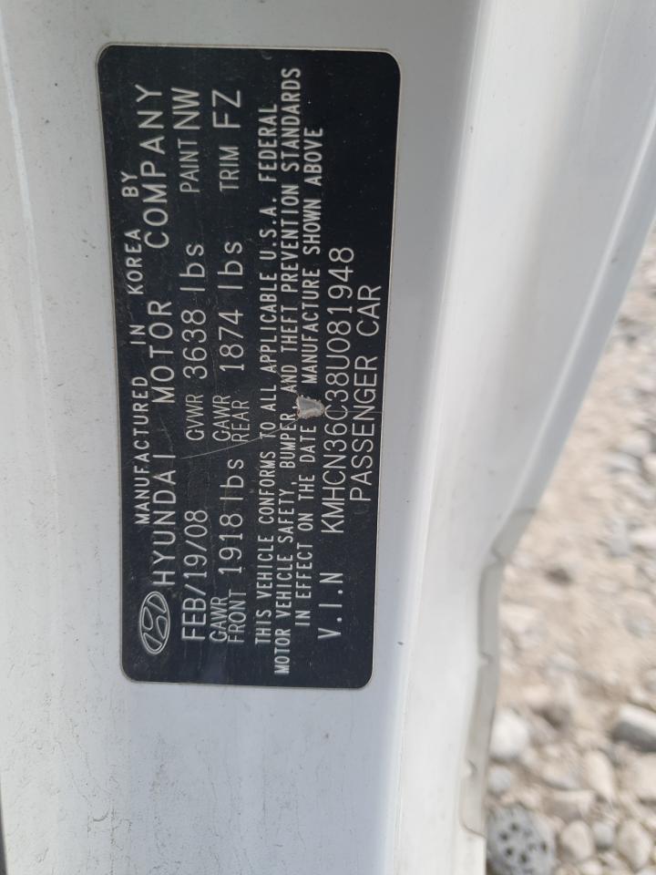 2008 Hyundai Accent Se VIN: KMHCN36C38U081948 Lot: 80431525