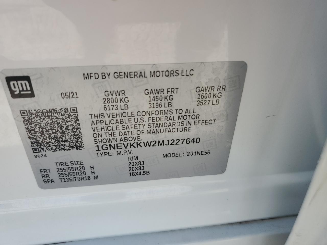2021 Chevrolet Traverse Premier VIN: 1GNEVKKW2MJ227640 Lot: 84262855