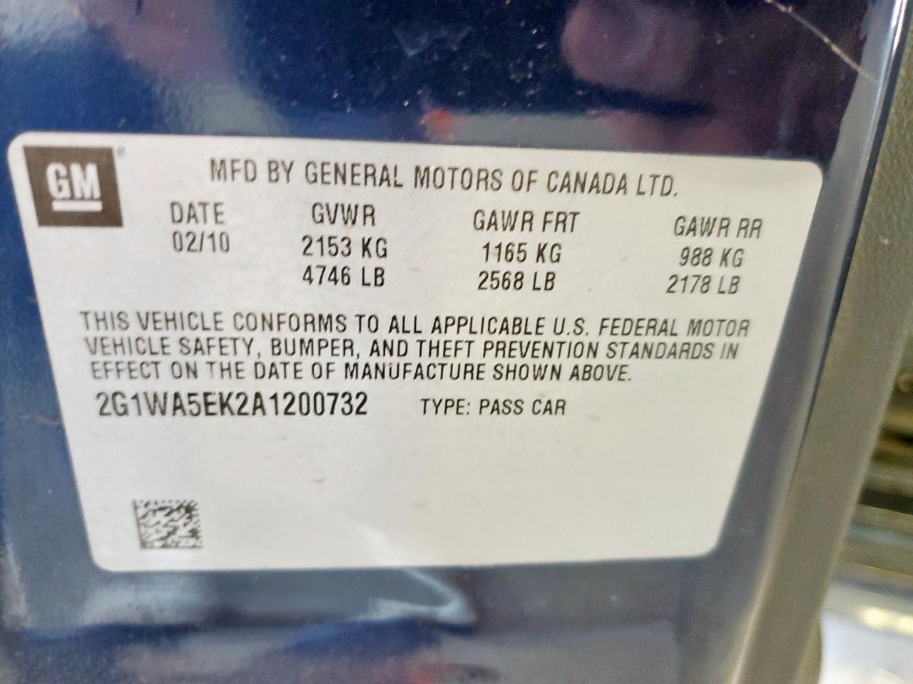 2010 Chevrolet Impala Ls VIN: 2G1WA5EK2A1200732 Lot: 70784995