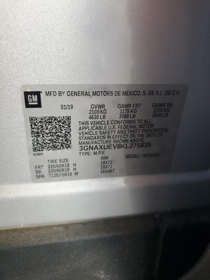 2019 Chevrolet Equinox Lt VIN: 3GNAXUEV8KL275835 Lot: 84555775