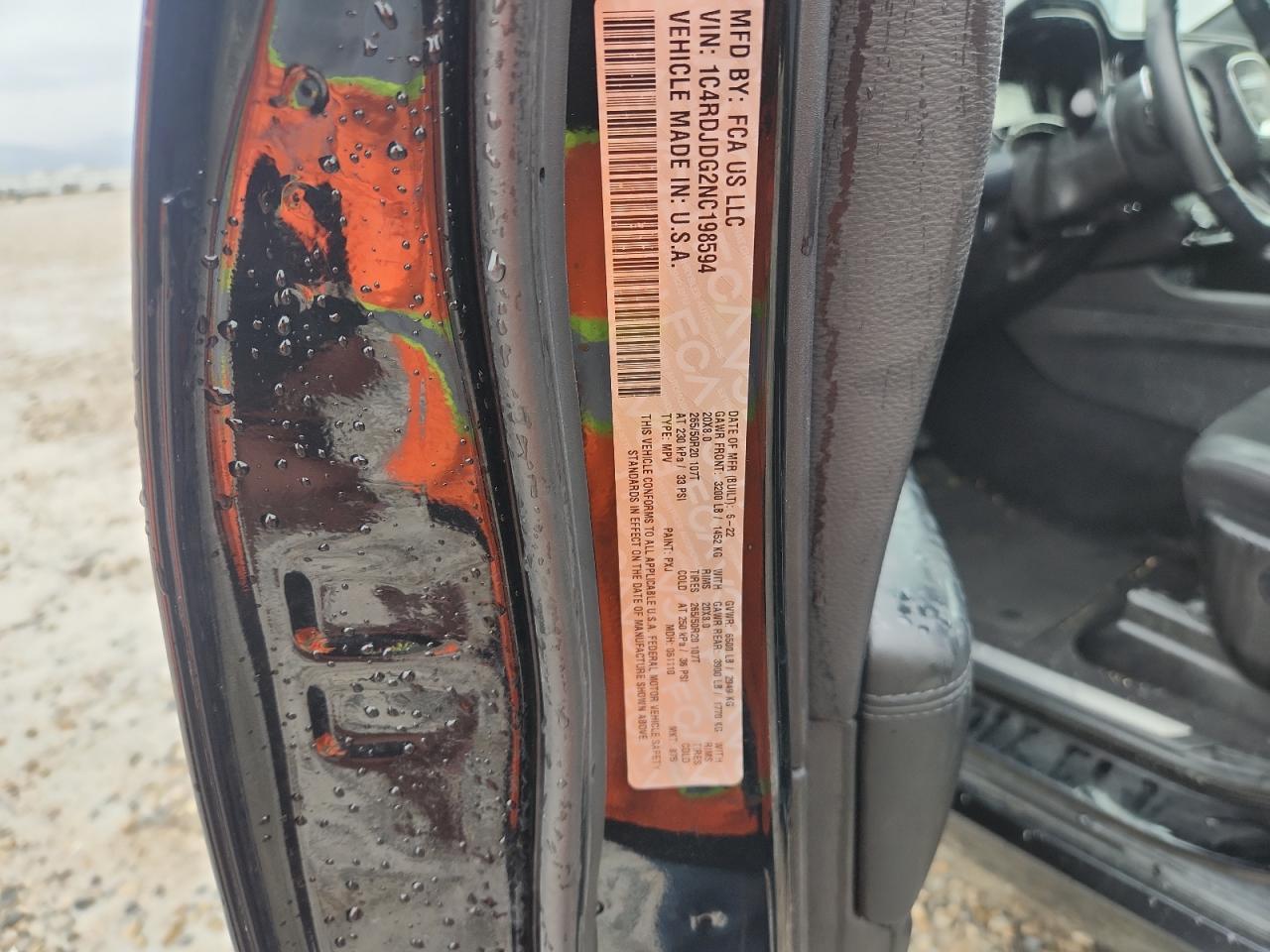 2022 Dodge Durango Gt VIN: 1C4RDJDG2NC198594 Lot: 84592515