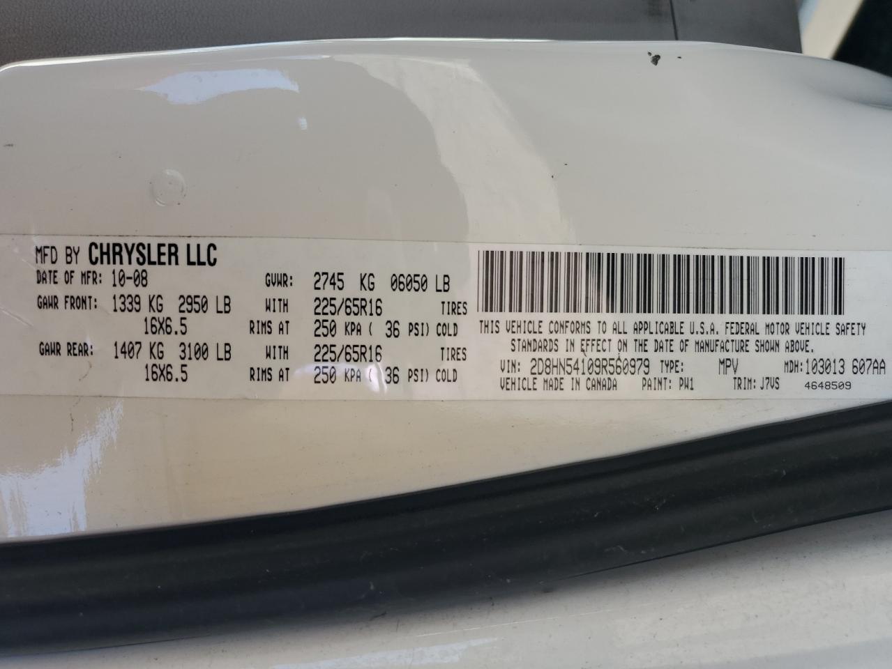 2009 Dodge Grand Caravan Sxt VIN: 2D8HN54109R560979 Lot: 84282155