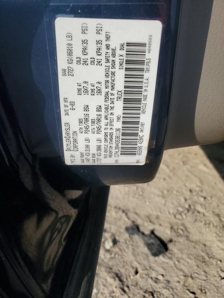 2003 Dodge Dakota Quad Sport VIN: 1D7HL38X43S381136 Lot: 71125365