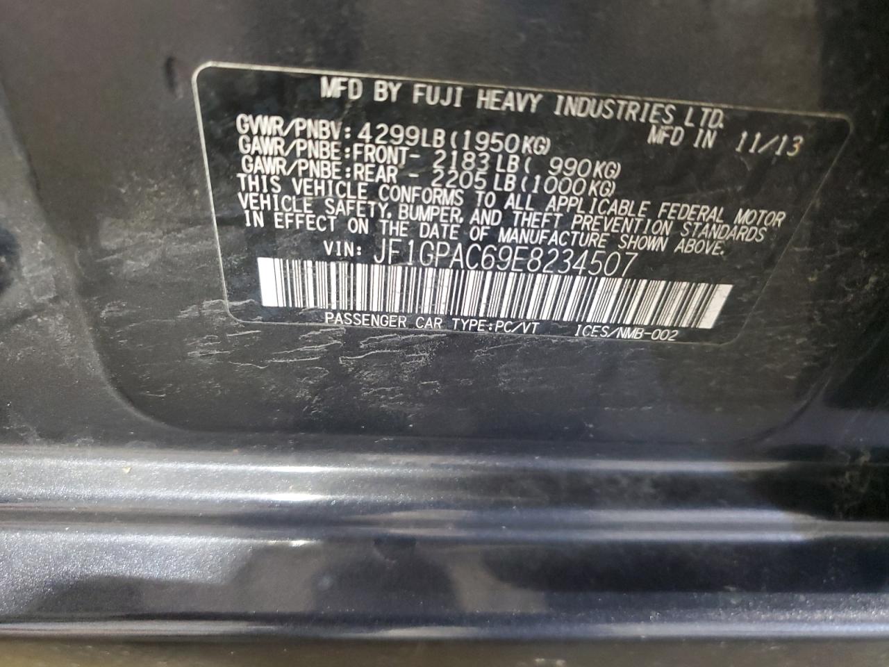 2014 Subaru Impreza Premium VIN: JF1GPAC69E8234507 Lot: 84268445