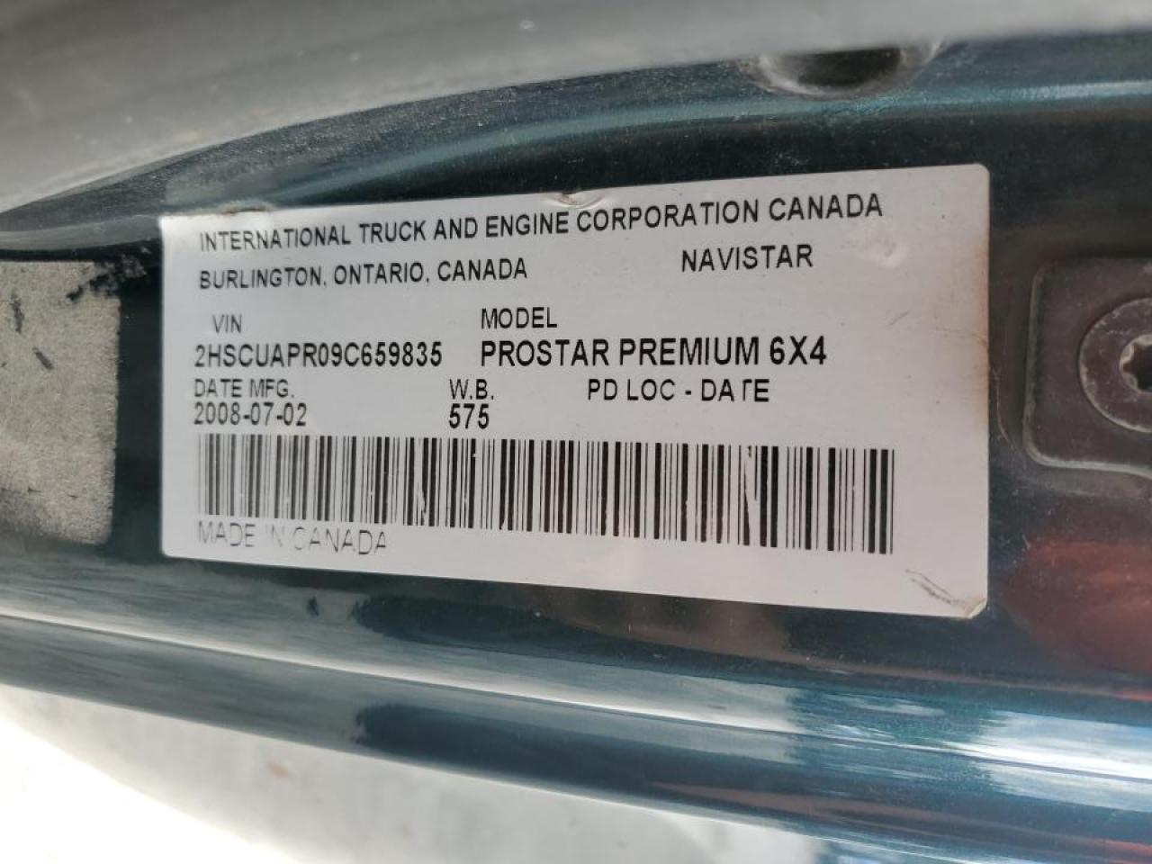 2009 International Prostar Premium Semi Truck VIN: 2HSCUAPR09C659835 Lot: 84058645