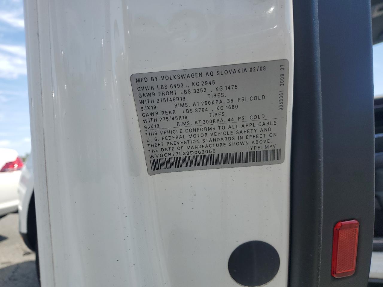 2008 Volkswagen Touareg 2 V8 VIN: WVGCB77L38D062055 Lot: 71731185