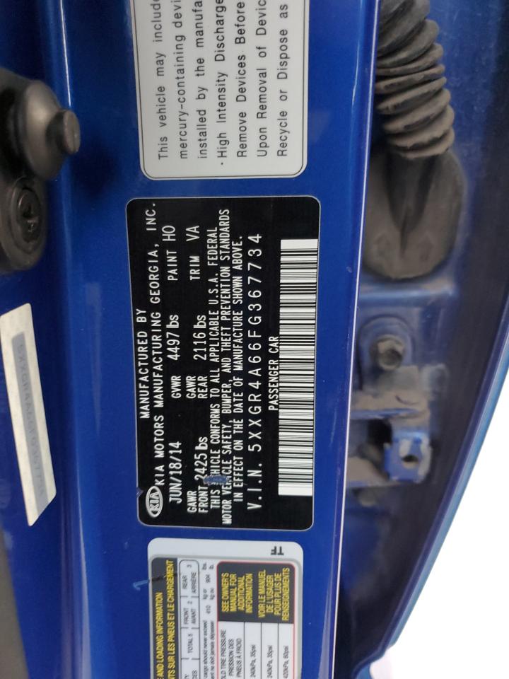 2015 Kia Optima Sx VIN: 5XXGR4A66FG367734 Lot: 81846275