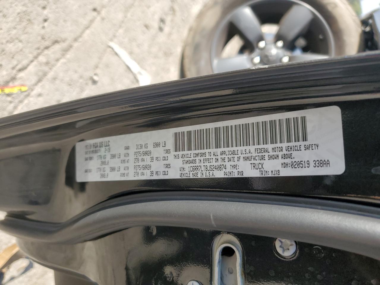 2018 Ram 1500 Slt VIN: 1C6RR7LT8JS240874 Lot: 81916135