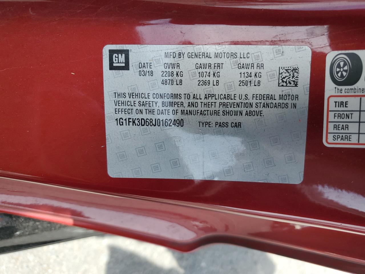 2018 Chevrolet Camaro Zl1 VIN: 1G1FK3D68J0162490 Lot: 80898035