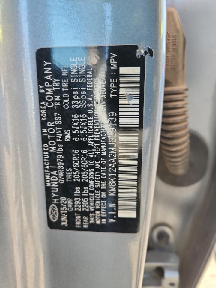 2021 Hyundai Kona Se VIN: KM8K12AA2MU609139 Lot: 71019005