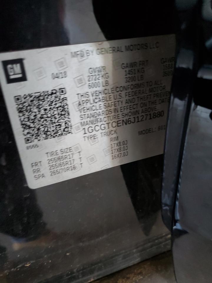 2018 Chevrolet Colorado Lt VIN: 1GCGTCEN6J1271880 Lot: 80402555