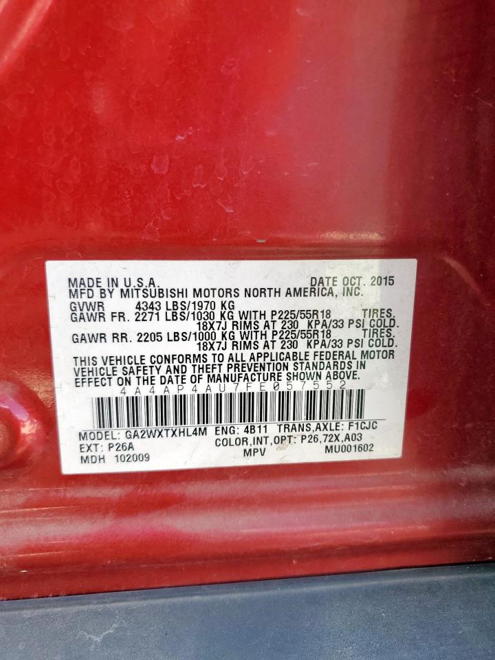 2015 Mitsubishi Outlander Sport Se VIN: 4A4AP4AU7FE057552 Lot: 82117135