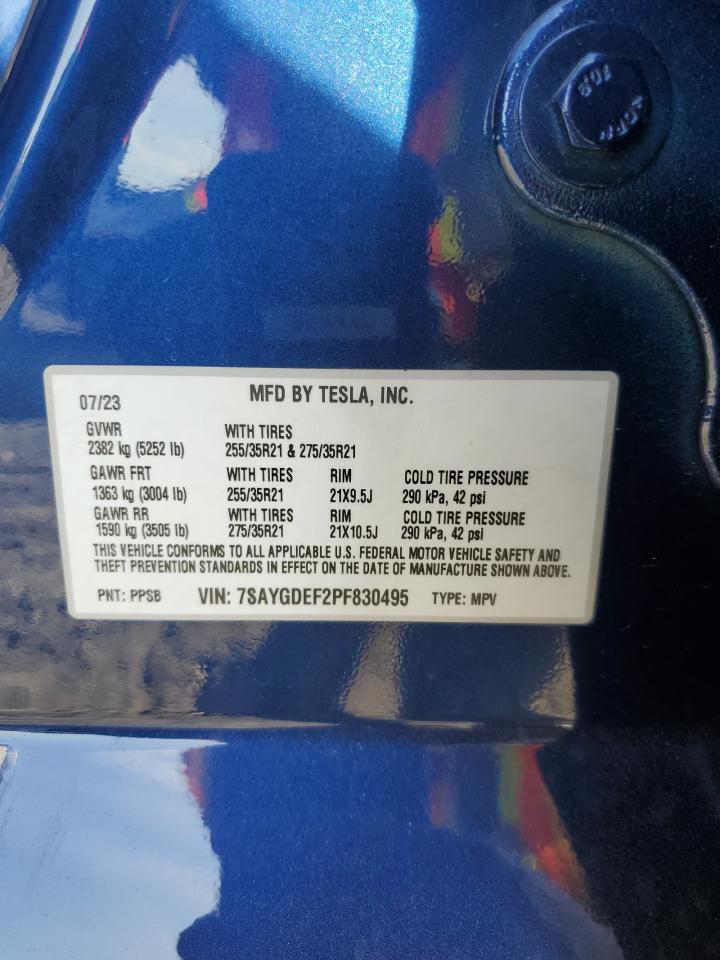 2023 Tesla Model Y VIN: 7SAYGDEF2PF830495 Lot: 70515575