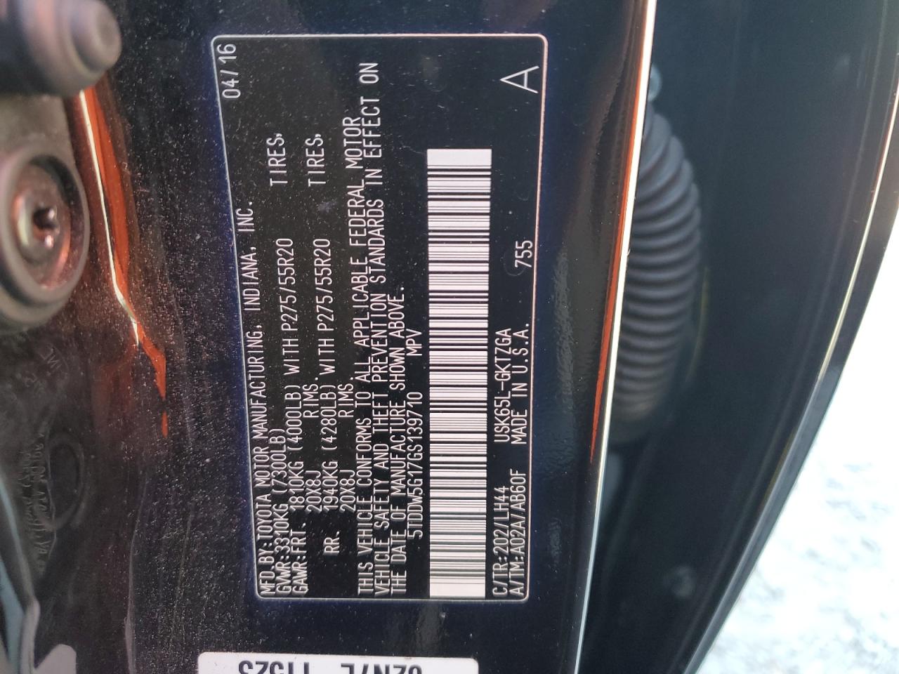 2016 Toyota Sequoia Platinum VIN: 5TDDW5G17GS139710 Lot: 81804735