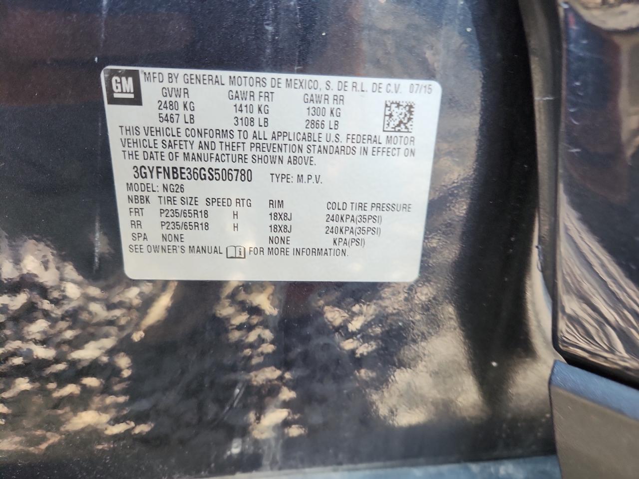 2016 Cadillac Srx Luxury Collection VIN: 3GYFNBE36GS506780 Lot: 81671305