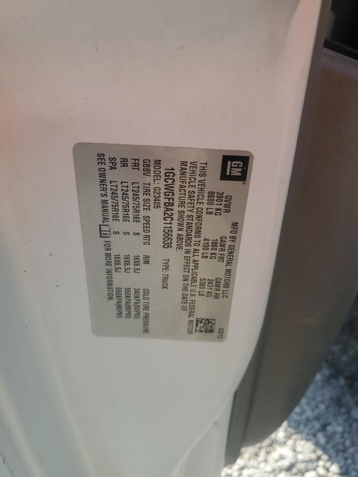 2012 Chevrolet Express G2500 VIN: 1GCWGFBA2C1156635 Lot: 81630465