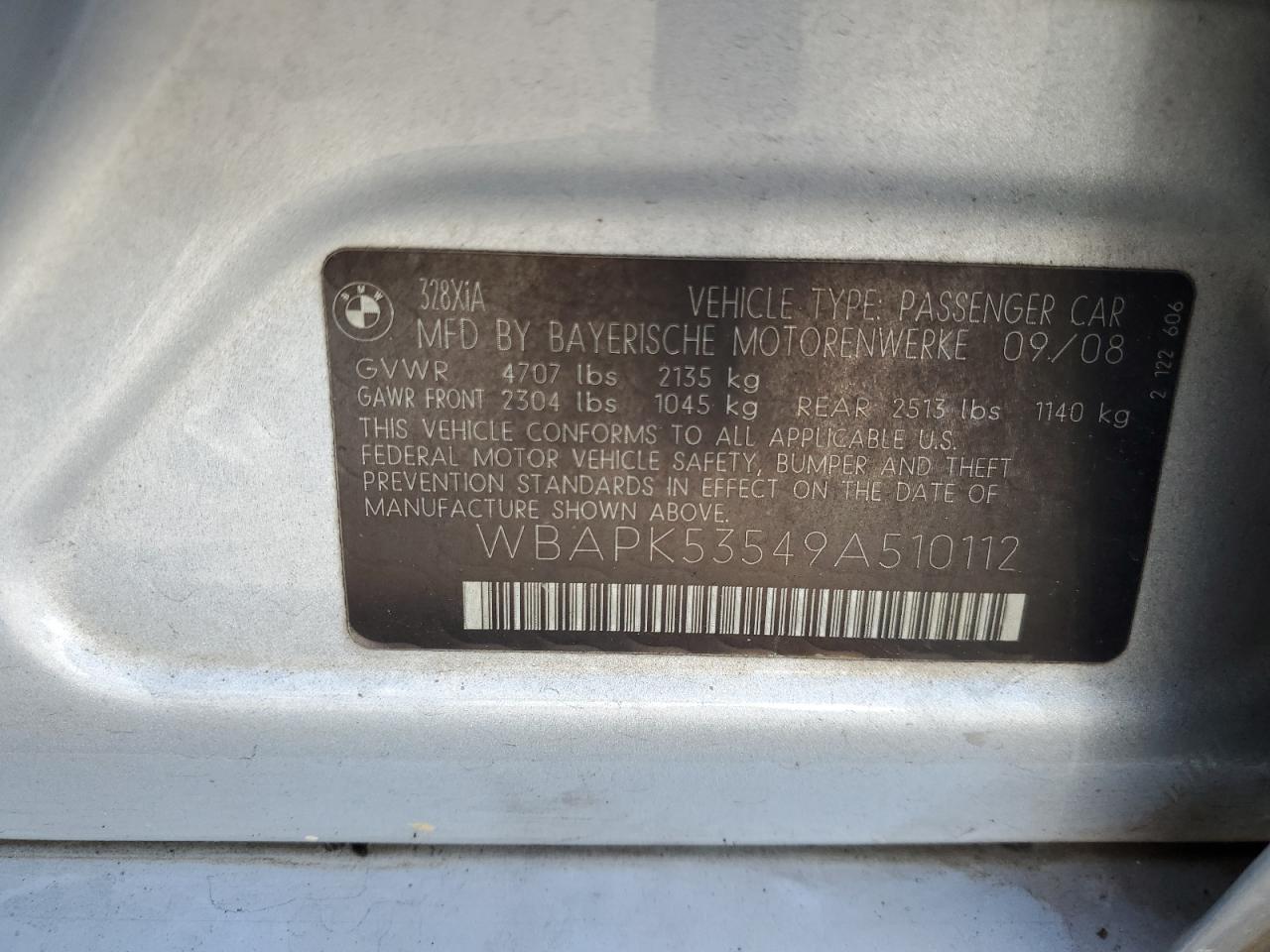 2009 BMW 328 Xi Sulev VIN: WBAPK53549A510112 Lot: 81268845