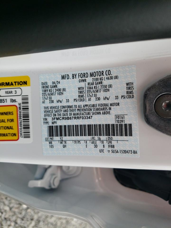 2024 Ford Bronco Sport Big Bend VIN: 3FMCR9B67RRF03347 Lot: 80485165