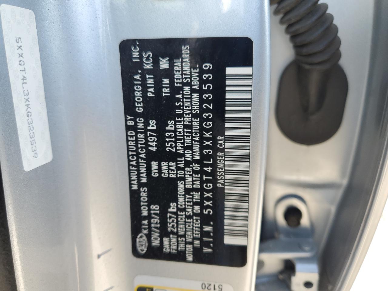 2019 Kia Optima Lx VIN: 5XXGT4L3XKG323539 Lot: 80350825