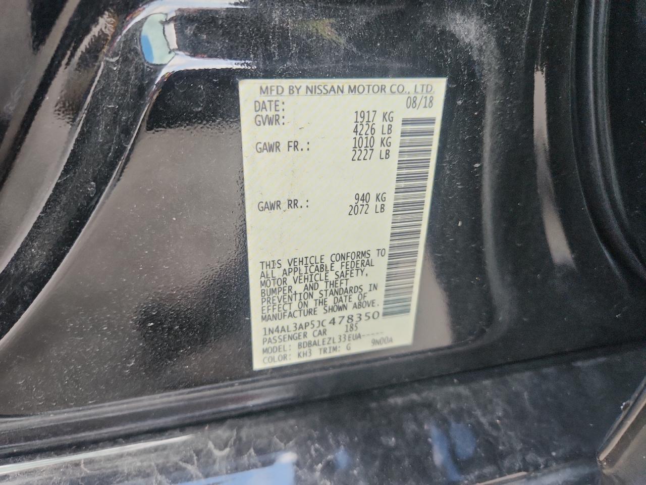 2018 Nissan Altima 2.5 VIN: 1N4AL3AP5JC478350 Lot: 82035305