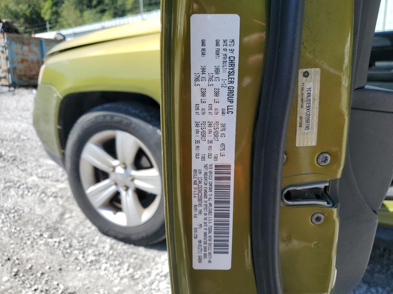 2012 Jeep Compass Latitude VIN: 1C4NJDEBXCD598745 Lot: 80413665