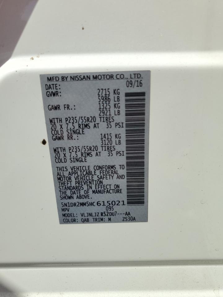 2017 Nissan Pathfinder S VIN: 5N1DR2MM5HC615021 Lot: 81746665