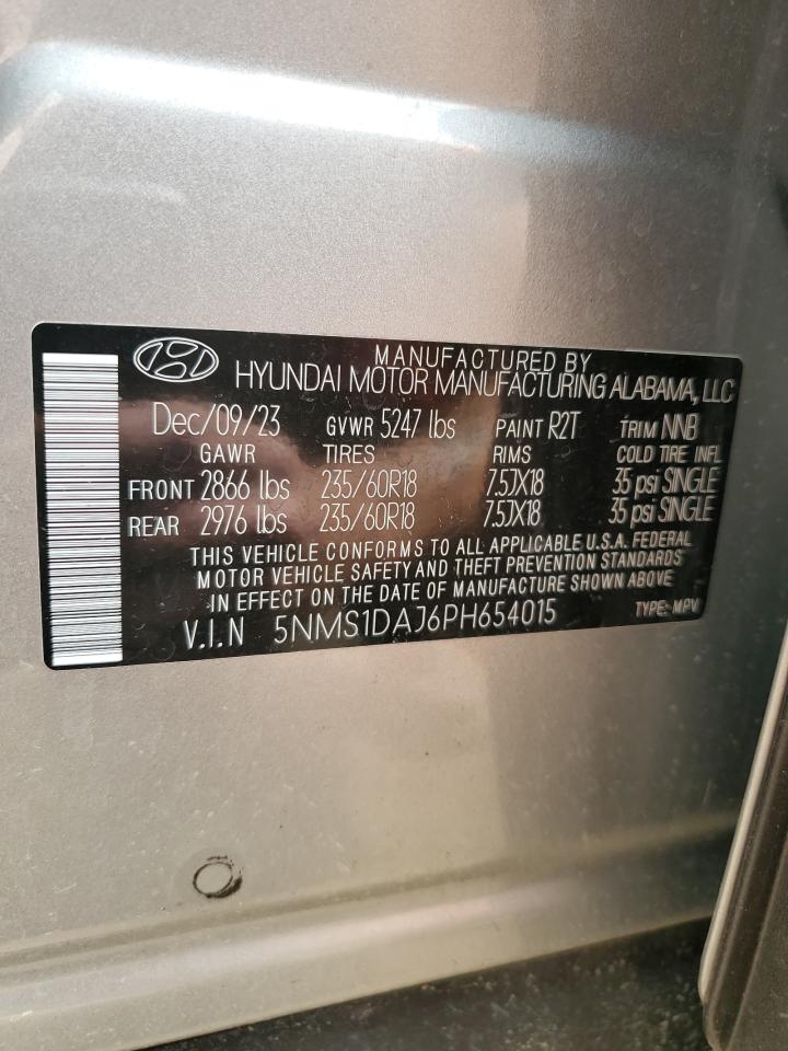 2023 Hyundai Santa Fe Se VIN: 5NMS1DAJ6PH654015 Lot: 81783715