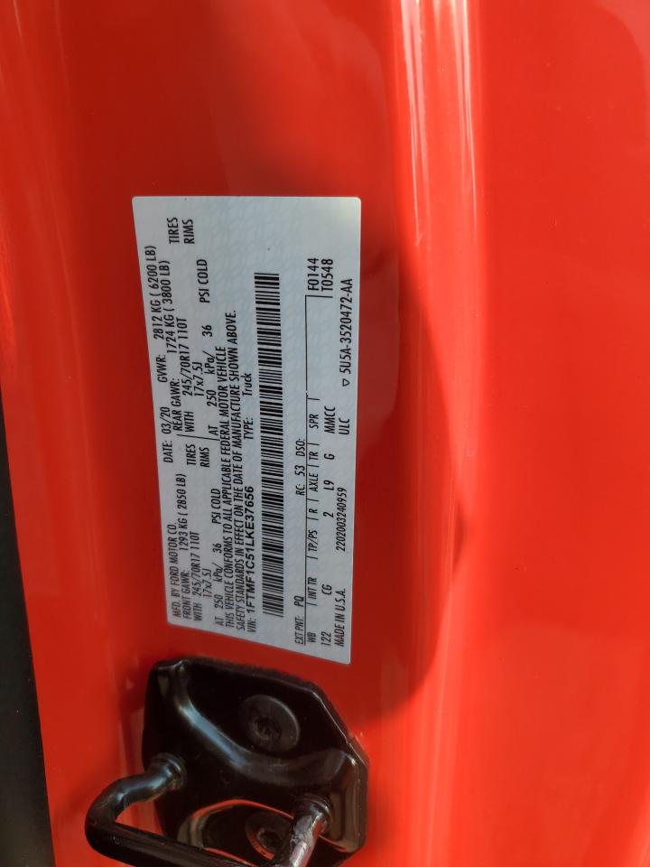 2020 Ford F150 VIN: 1FTMF1C51LKE37656 Lot: 71700375