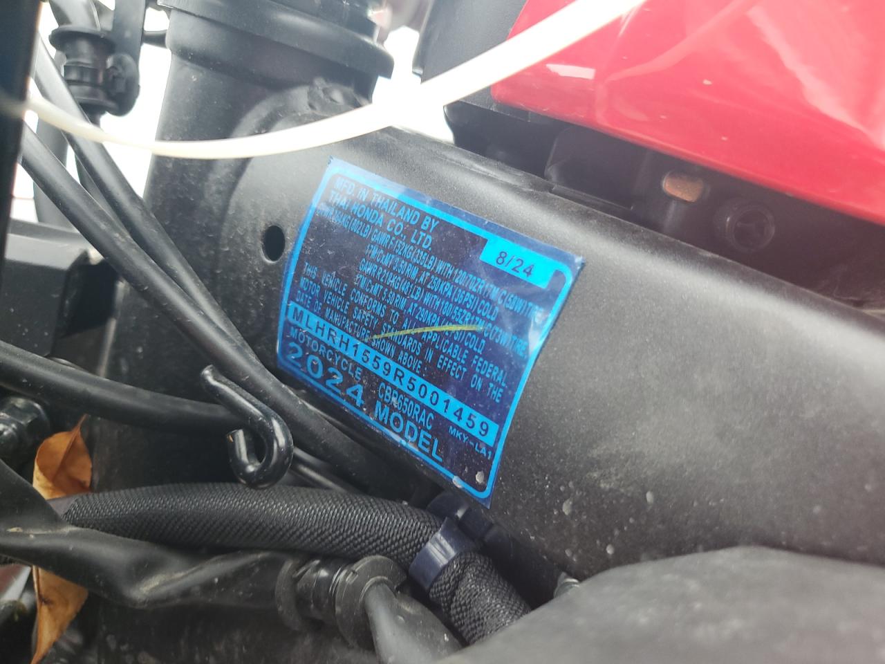 2024 Honda Cbr650 R VIN: MLHRH1559R5001459 Lot: 80464025