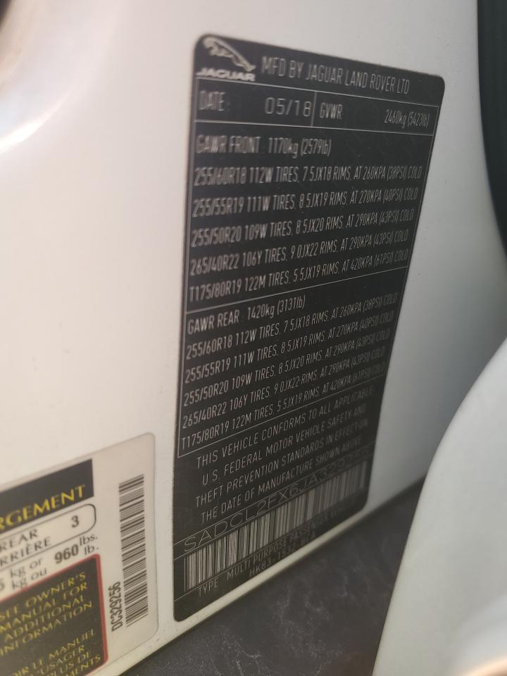 2018 Jaguar F-Pace R - Sport VIN: SADCL2FX6JA329256 Lot: 81783505