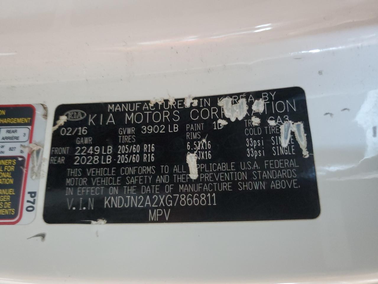 2016 Kia Soul VIN: KNDJN2A2XG7866811 Lot: 81955565