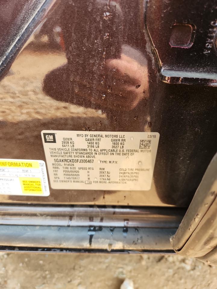 2015 Buick Enclave VIN: 5GAKRCKD3FJ306467 Lot: 71733155