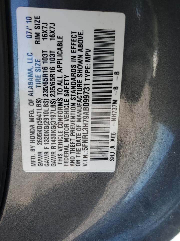 2010 Honda Odyssey Exl VIN: 5FNRL3H79AB099731 Lot: 81889755