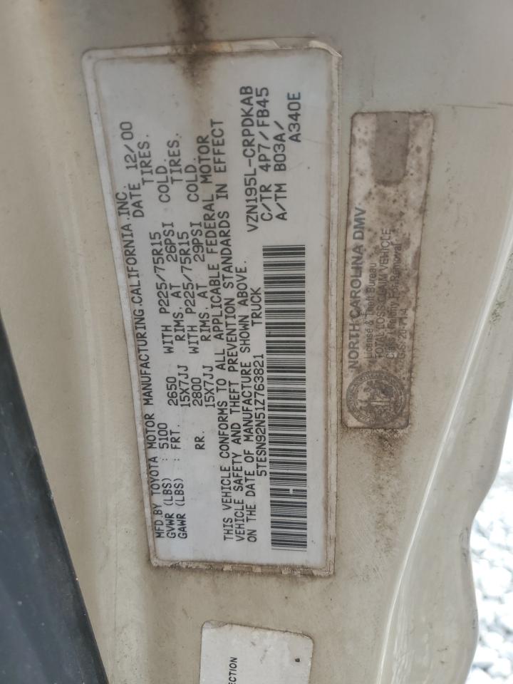 2001 Toyota Tacoma Xtracab Prerunner VIN: 5TESN92N51Z763821 Lot: 71777295