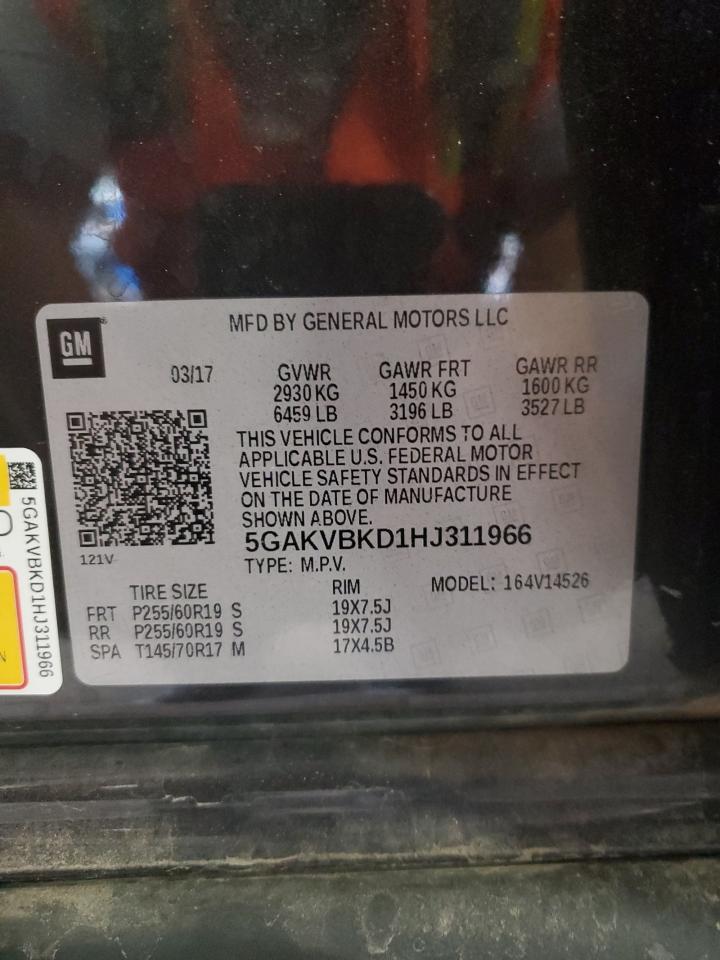 2017 Buick Enclave VIN: 5GAKVBKD1HJ311966 Lot: 82158505