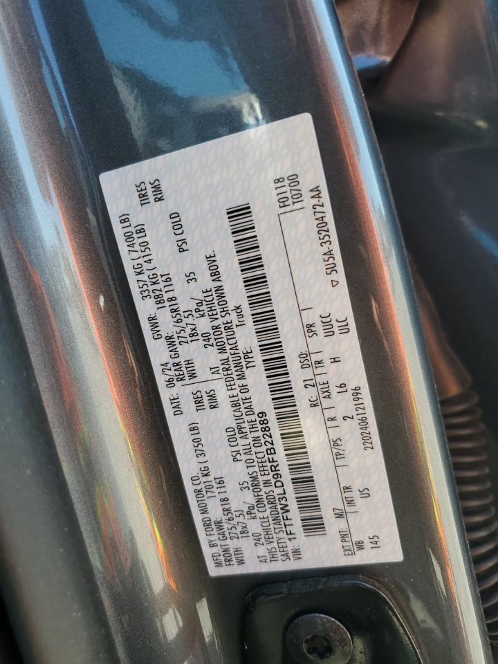 2024 Ford F150 Xlt VIN: 1FTFW3LD9RFB22889 Lot: 81363715