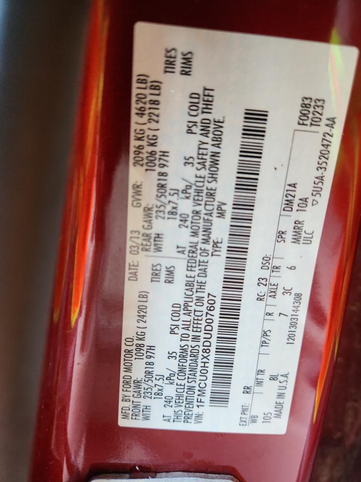 2013 Ford Escape Sel VIN: 1FMCU0HX8DUD07607 Lot: 83830315