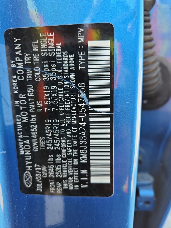 2017 Hyundai Tucson Limited VIN: KM8J33A24HU547558 Lot: 80251725