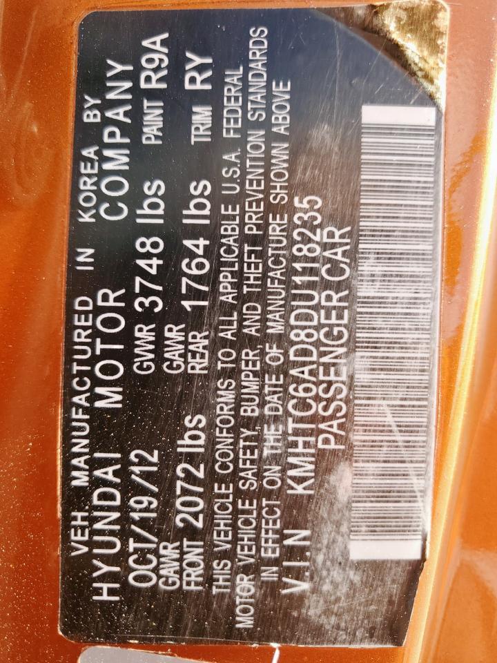 2013 Hyundai Veloster VIN: KMHTC6AD8DU118235 Lot: 81145875