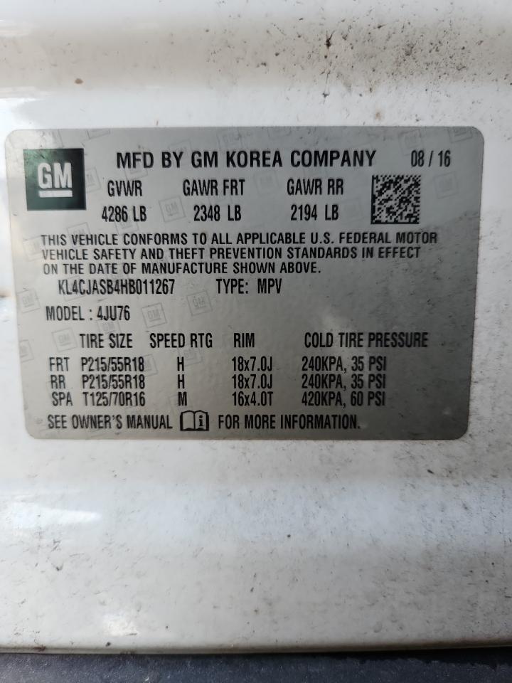 2017 Buick Encore Preferred VIN: KL4CJASB4HB011267 Lot: 71721955